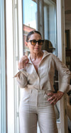 Teresa Linen Matching Shirt & Pant Set | Beige