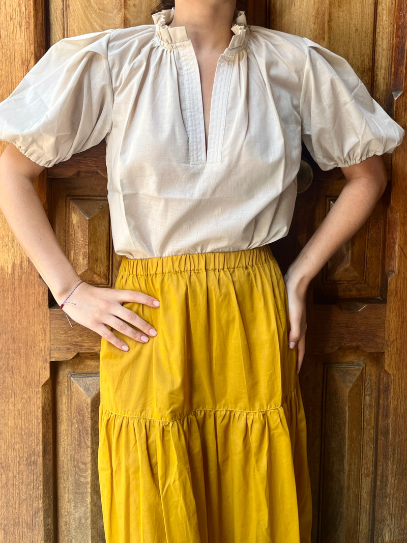 Maxi Voile Skirt Mustard