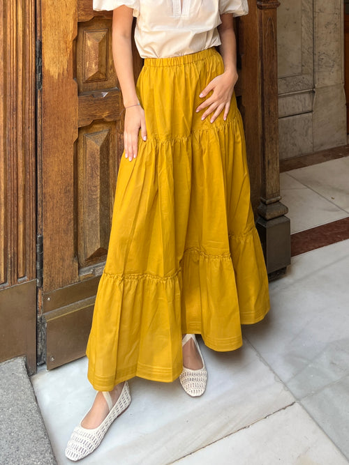 Maxi Voile Skirt Mustard