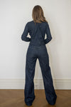 Long Sleeve Denim Wide Leg Jumpsuit