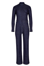 Long Sleeve Denim Wide Leg Jumpsuit