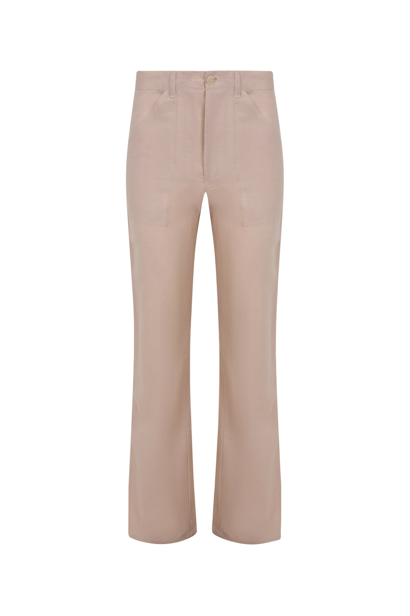 Teresa Linen Matching Shirt & Pant Set | Beige