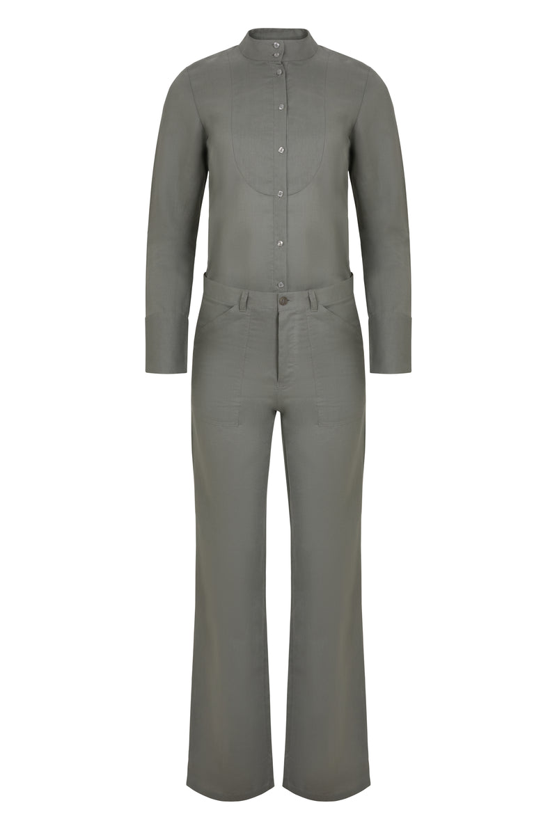 Teresa Linen Matching Shirt & Pant Set | Summer Green